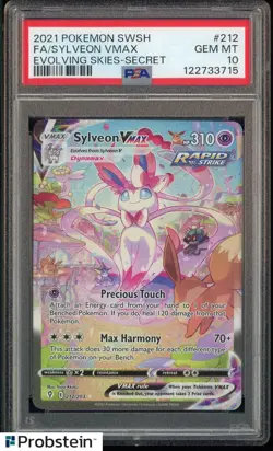 2021 Pokemon SWSH Evolving Skies Secret #212 FA Sylveon VMax PSA 10 w/ Art Case - Image 4