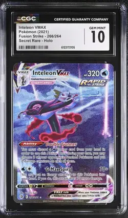 Pokemon Inteleon VMAX 2021 Fusion Strike 266/264 Secret Rare Holo CGC 10 - Image 1