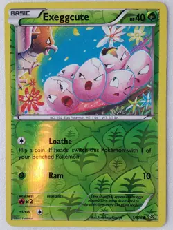 REVERSE HOLO Exeggcute 1/108 LP - XY Roaring Skies Pokemon Card Tomokazu Komiya - Image 1