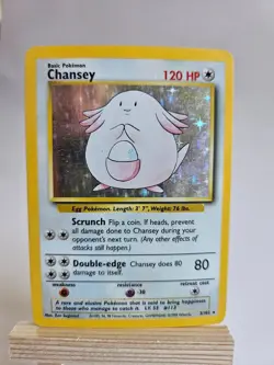 1999 Pokemon Chansey Unlimited Holo Rare Base Set 3/102 HP-DMG - Image 2