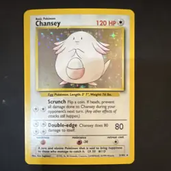 Pokemon Chansey 3/102 Base Set Holo Rare 120 HP English Wizards of the Coast - Image 1