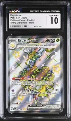 Pokemon Espathra ex 2024 Paldean Fates 214/091 Shiny Ultra Rare Holo CGC 10 - Image 1