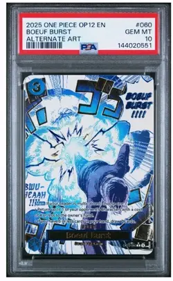 2025 ONE PIECE OP12-LEGACY OF THE MASTER ALTERNATE ART #060 BOEUF BURST PSA 10 - Image 1
