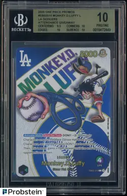 2025 One Piece Promo Dodgers Attendance Giveaway Monkey D. Luffy BGS 10 PRISTINE - Image 1