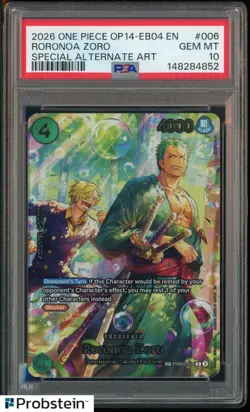 2026 ONE PIECE OP14-EB04-THE AZURE SEA'S SEVEN #006 RORONOA ZORO PSA 10 - Image 1