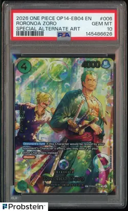 2026 ONE PIECE OP14-EB04-THE AZURE SEA'S SEVEN #006 RORONOA ZORO PSA 10 - Image 1