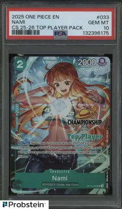 2025 ONE PIECE EN CS 25-26 TOP PLAYER CHAMPIONSHIP OP10-033 NAMI PSA 10 - Image 1