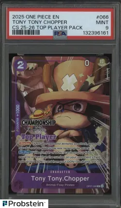 2025 ONE PIECE EN CS 25-26 TOP PLAYER CHAMPIONSHIP OP07-066 CHOPPER PSA 9 - Image 1