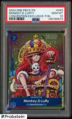 2024 One Piece EN Convention Exclusive Foil #043 Monkey D. Luffy PSA 10 GEM MINT - Image 1