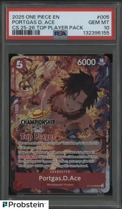 2025 ONE PIECE EN CS 25-26 TOP PLAYER CHAMPIONSHIP ST15-005 PORTGAS ACE PSA 10 - Image 1