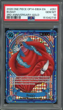 PSA 10 Buggy (SP) 3rd Anniversary GOLD OP09-051 EN One Piece B25 - Image 1