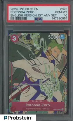 2024 One Piece En English Version 1st Anv Set #025 Roronoa Zoro PSA 10 #2 - Image 1