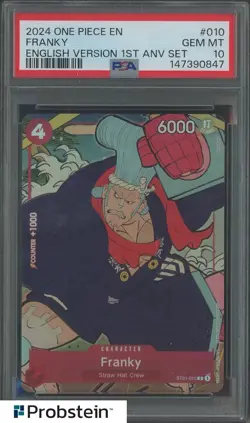 2024 One Piece En English Version 1st Anv Set #010 Franky PSA 10 GEM MINT - Image 1