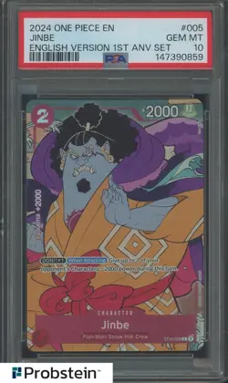 2024 One Piece En English Version 1st Anv Set #005 Jinbe PSA 10 GEM MINT - Image 1