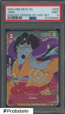 2024 One Piece En English Version 1st Anv Set #005 Jinbe PSA 9 MINT - Image 1