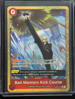 One Piece OP04-016 Alternate Art Bad Manners Kick Course NM Foil Alt Art - Image 1