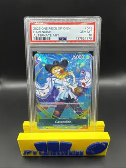 2025 One Piece OP-10 Royal Blood EN Cavendish #045 Alternate Art PSA 10 - Image 1