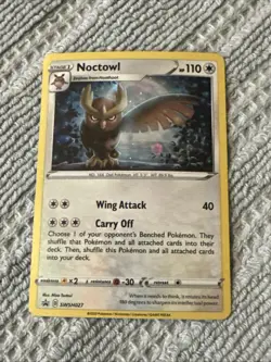 SWIRL HOLO Noctowl Holo Black Star Promo SWSH027 NM Pokemon Card - Image 1