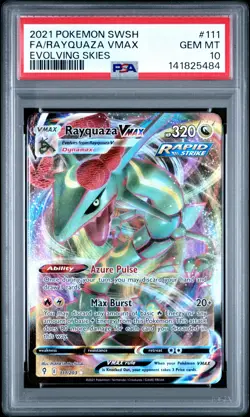 2021 POKEMON SWORD & SHIELD EVOLVING SKIES #111 FULL ART/RAYQUAZA VMAX PSA 10 - Image 1