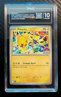 2025 POKEMON SVP EN-SV BLACK STAR PROMO WORLD CHAMPIONSHIPS #225 PIKACHU TAG 10 - Image 1