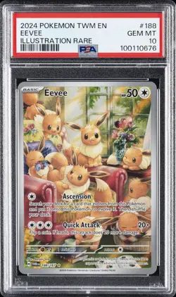 2024 POKEMON TWM EN-TWILIGHT MASQUERADE ILLUSTRATION RARE #188 EEVEE PSA 10 - Image 1