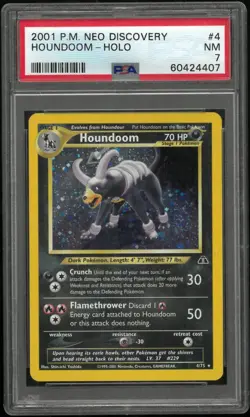 2001 Pokemon Neo Discovery Unlimited Holofoil Houndoom 4/75 PSA 7 - Image 1