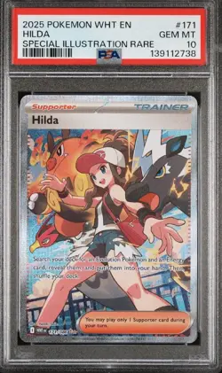 2025 POKEMON WHT EN-WHITE FLARE SPECIAL ILLUSTRATION RARE #171 HILDA PSA 10 - Image 1