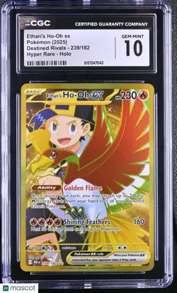 2025 Pokemon Destined Rivals Hyper Rare Ethan's Ho-Oh ex 239/182 CGC 10 - Image 1