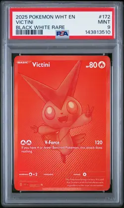 2025 Pokemon Wht En-White Flare #172 Victini Black White Rare PSA 9 - Image 1