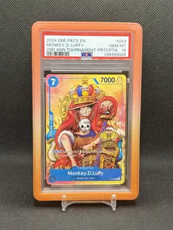 One Piece Monkey D. Luffy P-043 Promo 2nd Anniversary Namco PSA 10 English - Image 1