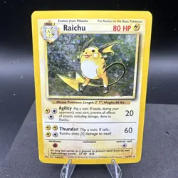 Pokemon TCG Card Raichu Base Set Holo Rare Card 14/102 HP - Image 1