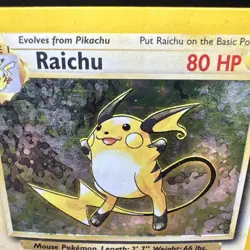 Pokemon TCG Card Raichu Base Set Holo Rare Card 14/102 HP - Image 3