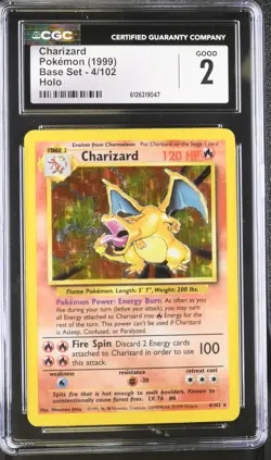 CGC 2 Charizard 1999 Base Set 4/102 Holo Pokemon Card - Image 1