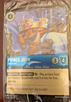 DISNEY LORCANA Prince John Gold Lover 1/P2 SEALED MINT Foil VILLANOUS Promo Card - Image 1