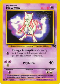 Pokemon TCG Mewtwo Black Star Promo #3 English 1999 Vintage - Image 1