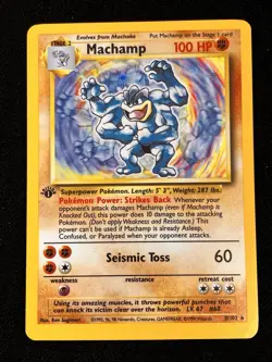 Pokemon Card Machamp Holo Edition 1 Base Set 8/102 - Image 1