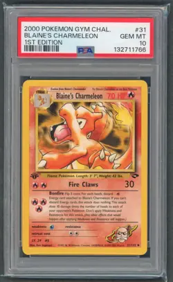 Pokemon Cards - PSA 10 1st Edition Blaine's Charmeleon 31/132 - Gym Challenge - Image 1