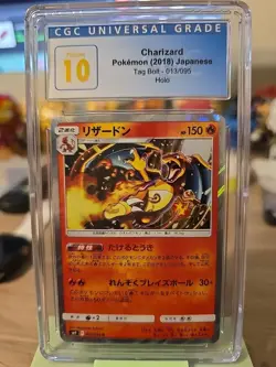 CGC Pristine 10 Charizard Japanese Pokemon 2018 Tag Bolt - Holo - 013/095 - Image 1