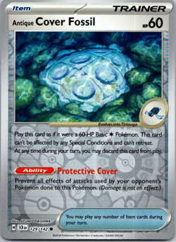 Pokemon TCG Antique Cover Fossil 129/142 Common Reverse Holo S & V Stellar Crown - Image 1