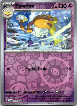 Pokemon TCG Espathra 69/142 Common Reverse Holo S & V Stellar Crown SCR EN - Image 1