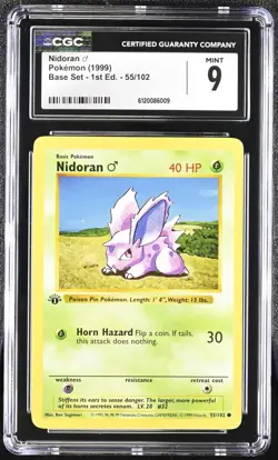 Pokemon 1999 Nidoran Base Set - 1st Ed. #55 CGC 9 - Image 1