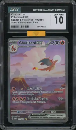 2023 POKEMON 151 #199 CHARIZARD EX SIR CGC 10 GEM MINT MBA GOLD DIAMOND - Image 1