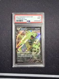 PSA 9 MINT 2021 Pokemon Tyranitar V #109 Strikers Tins Black Star Promo PSA 9 - Image 1