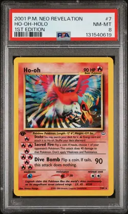 2001 POKEMON NEO REVELATION 1ST ED #7 HO-OH-HOLO PSA 8 - Image 1