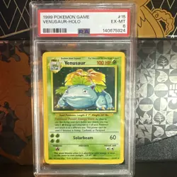 Pokemon TCG Venusaur Base Set 15/102 Holo Unlimited Rare PSA 6 Excellent-Mint - Image 1