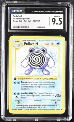 Pokemon 1999 Poliwhirl Base Set - 1st Ed. #38 CGC 9.5 - Image 1