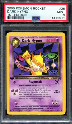PSA 9 Pokemon 2000 1st Edition Team Rocket Dark Hypno Rare #26 - Image 1
