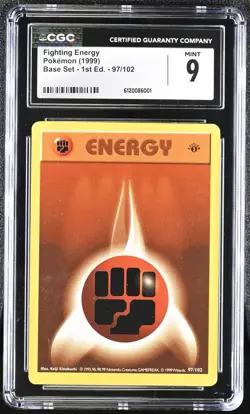 Pokemon 1999 Fighting Energy Base Set - 1st Ed. #97 CGC 9 - Image 1