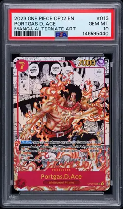 ONE PIECE 2023 ORTGAS D. ACE MANGA ALTERNATE ART OP02-PARAMOUNT WAR #013 PSA 10 - Image 1
