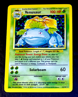 1999 Pokemon VENUSAUR Base Set ADDITIONAL INK ERROR Misprint HOLO Card 15/102 - Image 1